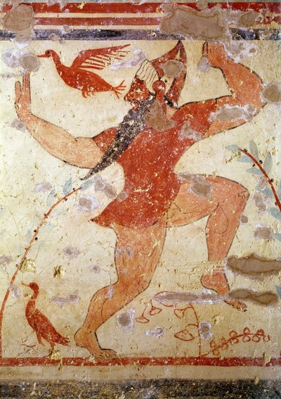 Phersu Dancing, from the Tomb of the Augurs, c.530-520 BC by Etruscan